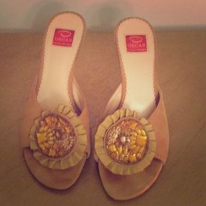 Oscar De La Renta vintage suede slides.